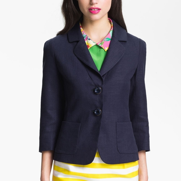 SOLD Kate Spade Alix Navy 3/4 Sleeve Blazer - Picture 2 of 8